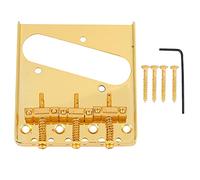 TL Electric Guitar Bridge Tailpiece | Zinc Alloy Halts Oxidation & Rusting | Easy Drop - In Replacement for Telecaster Guitars | 4 Screws + Wrench Included (Gold)