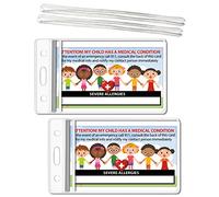 TLC Safety By Design My Child Has Severe Allergies Condition Ice Alerta en caso de emergencia, tarjeta de identificación de carteras, peso pesado de 32 Pt. CardStock - Nuestro más grueso, Qty. 2 w/Sealable Pouches, 1