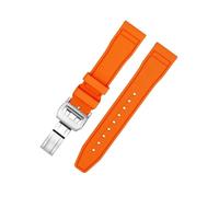 TLCBAZCF Compatible con correa de reloj FKM/FPM Fluororubber de 20 mm, 21 mm, 22 mm, liberación rápida con hebilla de mariposa, correa suave y duradera, pulsera de buceo(Orange Silver,21mm)