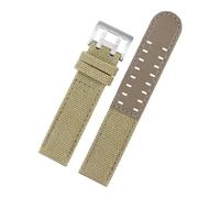 TLCBAZCF Compatible con Hamilton H760250 H77616533 H70605963 H68201993 Khaki Field WatchBand Correa de reloj de cuero y nailon for hombre 20 22 Accesorios(Khaki-silver clasp,20mm)