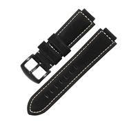TLCBAZCF Correa de cuero compatible con GST-B400 y GST-B200, resistente al sudor, for hombre, con boca levantada, de piel de vaca esmerilada, accesorios de 14 x 16 mm.(Black-Black-K2,24x14mm)