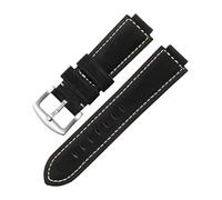 TLCBAZCF Correa de cuero compatible con GST-B400 y GST-B200, resistente al sudor, for hombre, con boca levantada, de piel de vaca esmerilada, accesorios de 14 x 16 mm.(Black-Steel-K2,24x14mm)