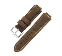 TLCBAZCF Correa de cuero compatible con GST-B400 y GST-B200, resistente al sudor, for hombre, con boca levantada, de piel de vaca esmerilada, accesorios de 14 x 16 mm.(Brown-Steel-K2,24x16mm)
