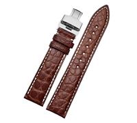 TLCBAZCF Correa de cuero compatible con Longines, Itizen, Tissot y Seagull (16-20 mm). Correa clásica unisex.(White Black,20mm-width)