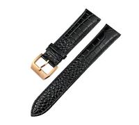 TLCBAZCF Correa de cuero compatible con Omega Seamaster 300 De Ville, compatible con Tissot, compatible con Longines, correa de reloj con estampado de cocodrilo.(Black-rose,22mm)