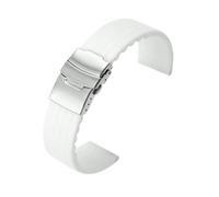 TLCBAZCF Correa de goma de silicona for reloj, correa de reloj deportiva Universal de 18mm, 20mm, 22mm y 24mm for hombre y mujer, correa de reloj con cierre plegable(White,24mm)