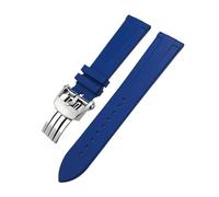 TLCBAZCF Correa de reloj de caucho natural FKM Fluororubber de 21 mm y 22 mm compatible con Breitling Superocean Avenger Heritage Correa de reloj suave con hebilla plegable(Purple Green,21mm)