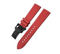 TLCBAZCF Correa de reloj de caucho natural FKM Fluororubber de 21 mm y 22 mm compatible con Breitling Superocean Avenger Heritage Correa de reloj suave con hebilla plegable(Silver white,21mm)