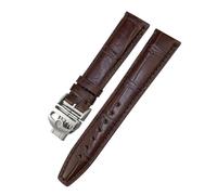 TLCBAZCF Correa de reloj de cocodrilo 20mm 21mm 22mm Compatible con IWC Pilot Mark portugués Portofino negro azul marrón correa de cocodrilo(Brown Fold Style 2,22mm)
