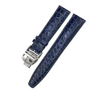 TLCBAZCF Correa de reloj de cocodrilo 20mm 21mm 22mm Compatible con IWC Pilot Mark portugués Portofino negro azul marrón correa de cocodrilo(Blue Fold Style 1,21mm)