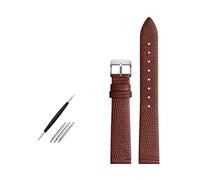 TLCBAZCF Correa de reloj de cuero con estampado de lagarto, 14 mm, 16 mm, 18 mm y 20 mm, for mujer, fina, color rojo(Brown silver pin,14mm)