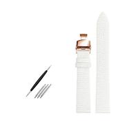 TLCBAZCF Correa de reloj de cuero con estampado de lagarto, 14 mm, 16 mm, 18 mm y 20 mm, for mujer, fina, color rojo(White rose buckle,16mm)