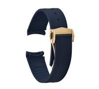 TLCBAZCF Correa de reloj de goma FKM Compatible con Omega Seamaster 300 de 20mm, correa de pulsera con extremo curvado for buceo, hebilla plegable, correa desplegable for hombres(Blue-Gold Buckle)