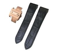 TLCBAZCF Correa de reloj de piel de cocodrilo de 20mm y 23mm Compatible con correa de reloj Cartier Sandoz Santos 100 de cocodrilo real pulsera negra y marrón(Black-Rose,20mm)