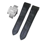 TLCBAZCF Correa de reloj de piel de cocodrilo de 20mm y 23mm Compatible con correa de reloj Cartier Sandoz Santos 100 de cocodrilo real pulsera negra y marrón(Black-Silver,23mm)