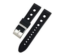 TLCBAZCF Correa de reloj de silicona de caucho negro rojo azul Grenn compatible con correa Breitling compatible con pulsera Superocean/Navitimer/Avenger(Black,22mm)