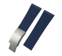 TLCBAZCF Correa de reloj unisex de caucho natural suave y silicona compatible con Breitling, compatible con Longines y 20-24 mm(Blue silver1,24mm)