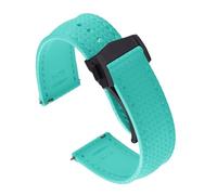 TLCBAZCF FKM Correa de Reloj de Goma 20 mm22 mm Pulsera de Buceo de liberación rápida Correa de Reloj desplegable Deportiva Compatible con Omega/Rolex(Cyan-Black Buckle,22mm)