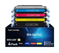 TLCGQF Cartucho de Tóner Reemplazable 501A para HP Color Laserjet 3600Dn 3600N 3800 3800Dn 3800Dtn CP3505 CP3505N CP3505DN Suministros Q6470A Q6471A Q6472A Q6473A,4color