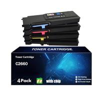 TLCGQF Unidad De Tambor De Repuesto Equipada Con Chip C2660, Compatible Con La Impresora A Color Dell C2660dn C2665dnf Cartucho De Impresora 593-BBBU 593-BBBT Cartucho De Tóner 6000 Páginas