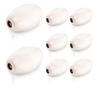 Tlence - Flotador de agua ovalado (8 unidades, 14 x 8,9 cm, cuerda con agujero de 2,5 cm, boyas de marcado ideales para marcadores, muelles, piscinas, color blanco