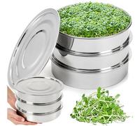 Tlence Kit de germinación de semillas de acero inoxidable, bandeja de germinación de malla apilable de 2 niveles, creador de brotes de semillas con tapa y base, propagador de microverduras para