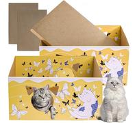 Tlence Paquete de 2 cajas rascadoras para gatos, 16.5 pulgadas de cartón corrugado para interiores, cama reversible de doble cara para rascar con 2 almohadillas para rascar, cuenco rascador grande