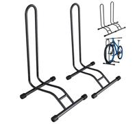 TLGREEN 2x Soporte bici suelo 24-28 pulgadas,hasta 75mm,Negro | Soporte bici rueda trasera, diseño ancho, máx. 25 kg, ideal para bicis de montaña, carretera y turismo