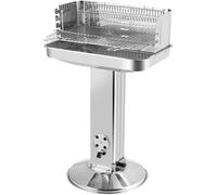 TLGREEN 57*38*90 cm Barbacoa de carbón de acero inoxidable, Altura ajustable en 5 posiciones, Barbacoa de carbón de columnas con rejilla cromada, Cenicero y ventilación, Para Outdoor, Party, Giardino