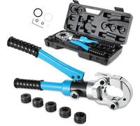 TLGREEN Alicates Prensadores Tuberías V Hidráulica,12-15-18-22-28 mm,360° Cabezal Giratorio,8T,Maquina Multicapa,para Tubos de Cobre/Acero Inoxidable