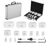 TLGREEN M42 - Juego de 18 sierras perforadoras bimetálicas (19 mm de diámetro, 83 mm de diámetro, incluye broca de centrado y soporte, sierra perforadora ideal para tablas de madera, PVC, placa de