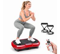 TLGREEN Plataforma Vibración Muscular,120 Niveles,Apartamento,Rojo | 200W,10 programas,Bajo Nivel Sonoro,ABS,Con Mando a Distancia y Bandas de Entrenamiento,Apartamento,Oficina,Salón,Dormitorio
