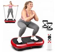 TLGREEN Plataforma Vibración Muscular,120 Niveles,Apartamento,Rojo | 200W,10 programas,Bajo Nivel Sonoro,ABS,Con Mando a Distancia y Bandas de Entrenamiento,Apartamento,Oficina,Salón,Dormitorio