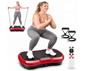 TLGREEN Plataforma Vibración Muscular,120 Niveles,Apartamento,Rojo | 200W,10 programas,Bajo Nivel Sonoro,ABS,Con Mando a Distancia y Bandas de Entrenamiento,Apartamento,Oficina,Salón,Dormitorio