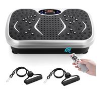 TLGREEN Plataforma Vibratoria, 99 Niveles y 5 programas de Entrenamiento, diseño Compacto, Mando a Distancia, Antideslizante, Entrenamiento Corporal Completo, Tabla vibratoria de Fitness (Plata)