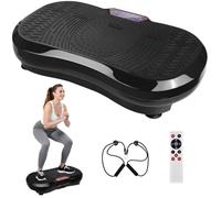 TLGREEN Plataforma vibratoria con Motor Ultra silencioso, 120 Niveles + 10 programas de Entrenamiento, tamaño 68 x 38 x 14 cm, hasta 180 kg, con Mando a Distancia, Bandas de Entrenamiento, para