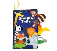 TLHWIN Libro de tela de animales del bosque con 6 páginas interactivas, para bebés de 0 a 18 meses, con papel crepitante, cola de peluche 3D y chirridos - seguro, lavable