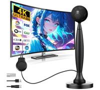 tlidfgeo Antena de TV, antena de TV interior para televisores inteligentes con amplificador de señal de alta ganancia Freeview 250+ millas, amplificador de señal TVS TVS-4K 1080P HDTV y radio VHF/UHF