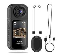 tlidfgeo Mini cámara de acción para el pulgar, cámara de cuerpo pequeño portátil de 2.7K, lente giratoria de 180°, grabación POV manos libres con cordón magnético para seguridad, trabajo, guardia