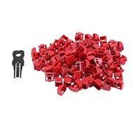 Tlilyy - Lote de 100 serías rojas, RJ45, puerto Ethernet LAN, concentrador, antipolvo, tapón protector de bloqueo con cerradura llave propietarios