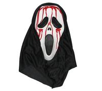 TLINFENGD Máscara de grito de terror con capucha pervertida de terror blanco con mueca de Halloween, cicatrices gritando, verde