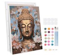 TLIOBLO Buda Pintar por Numeros con Marco Adultos Principiantes y Niño, DIY Estatuto de Buda Pintura por Números, Paint Lienzo Regalos para la Decorn del Hogar 20X30cm