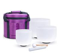 TLLCHYL Juego de Cuencos cantores de Cristal, Kit de 12" C 10" F 8" G, con Estuche de Transporte Resistente, percutores de Gamuza y Juntas tóricas, for meditación, sanación con Sonido y Yoga(440hz)