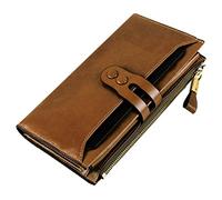 TLMDXTEU Cartera Larga para Mujer Billetera RFID for Mujer, Billetera Larga con múltiples Clips y Hebilla de Cuero Gran Capacidad(Apricot)