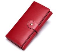 TLMDXTEU Cartera Larga para Mujer Cartera Larga for Mujer con múltiples Posiciones for Tarjetas RFID, Bolso de Mano Cuero Gran Capacidad(Rouge)