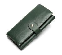 TLMDXTEU Cartera Larga para Mujer Cartera Larga for Mujer con múltiples Posiciones for Tarjetas RFID, Bolso de Mano Cuero Gran Capacidad(Verde)