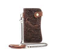 TLMDXTEU Cartera para Hombre con Cadena Cartera de Cuero for Hombre Larga con patrón Tigre Caballo Cadena(2)