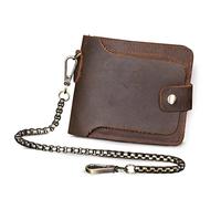 TLMDXTEU Cartera para Hombre con Cadena Cartera de Cuero Vintage for Hombre con Cremallera