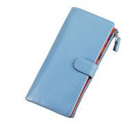 TLMDXTEU Cartera para Mujer Cartera for Mujer con Tarjetero de Piel Vaca Capa Superior Larga Monedero Largo de Señora(Light Blue)