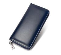 TLMDXTEU Carteras Hombre Cartera de Cuero Unisex Alargada Multifuncional(Azul)